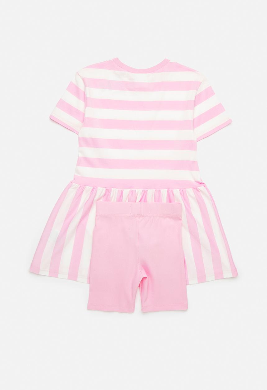 Cotton On - Girls multipack dress and short - fairy pink/stripe