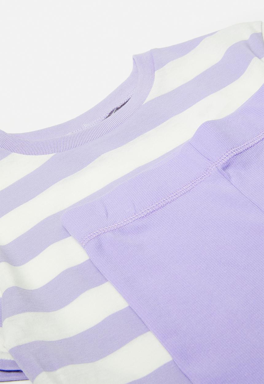 Cotton On - Girls multipack dress and short - lilac drop/stripe
