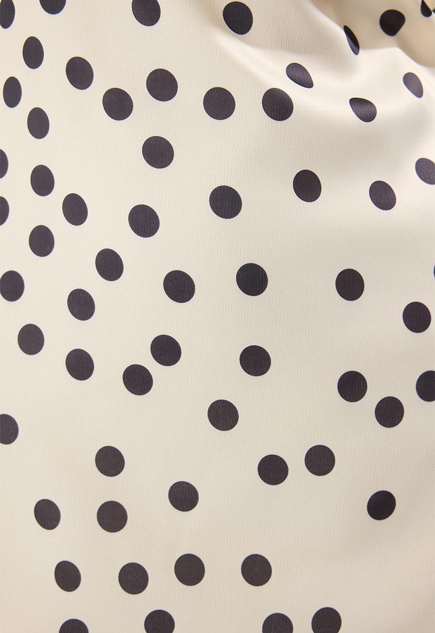 Trendyol - Polka Dot Woven Satin Short Elegant Evening Prom Dress - white