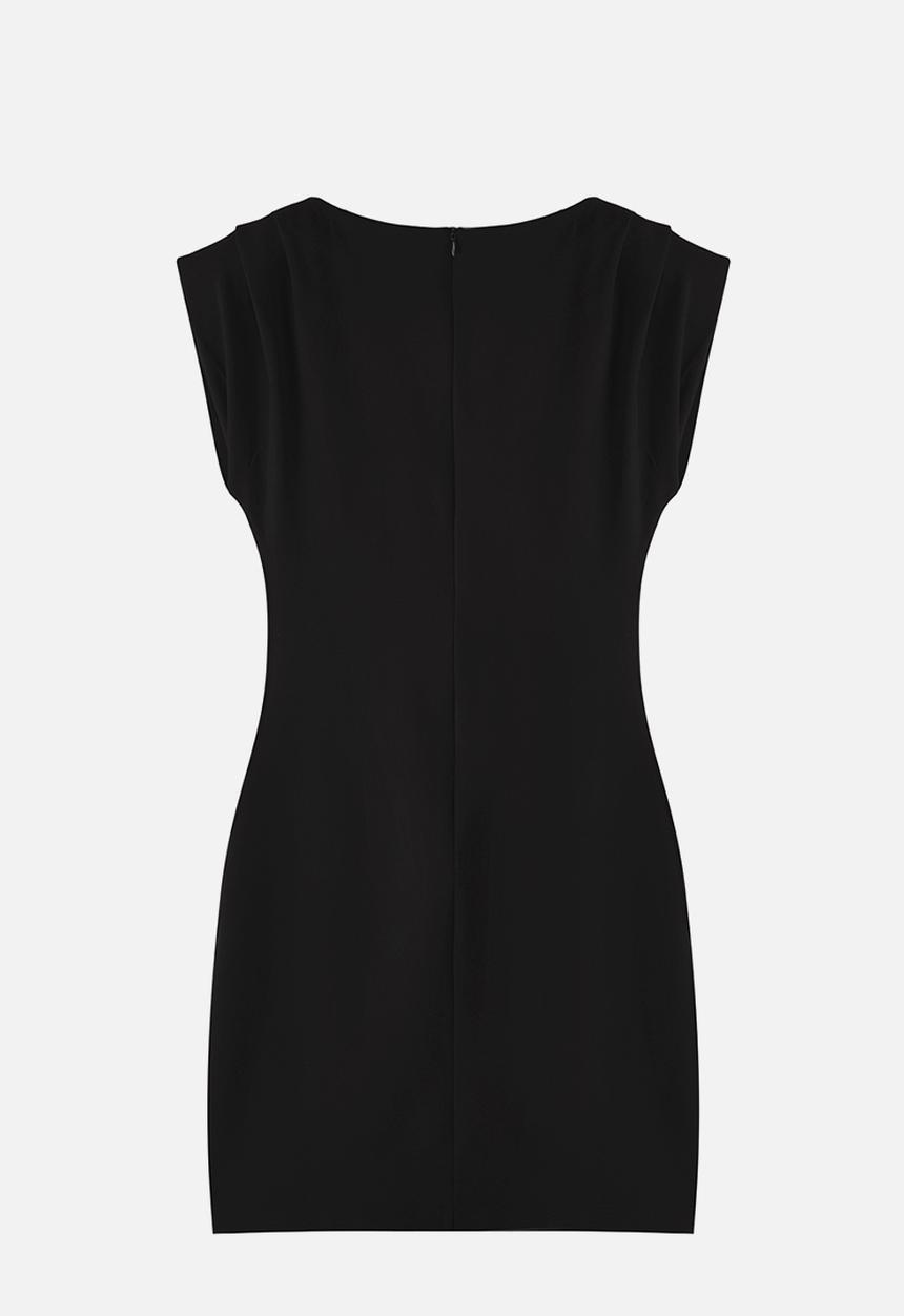 Trendyol - Draped Pleated Shoulder Detail Dress - Black