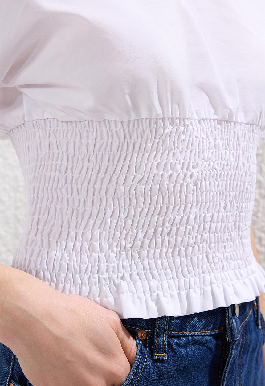 Trendyol - Gipel Fitted Short Sleeve Premium Woven Blouse - White