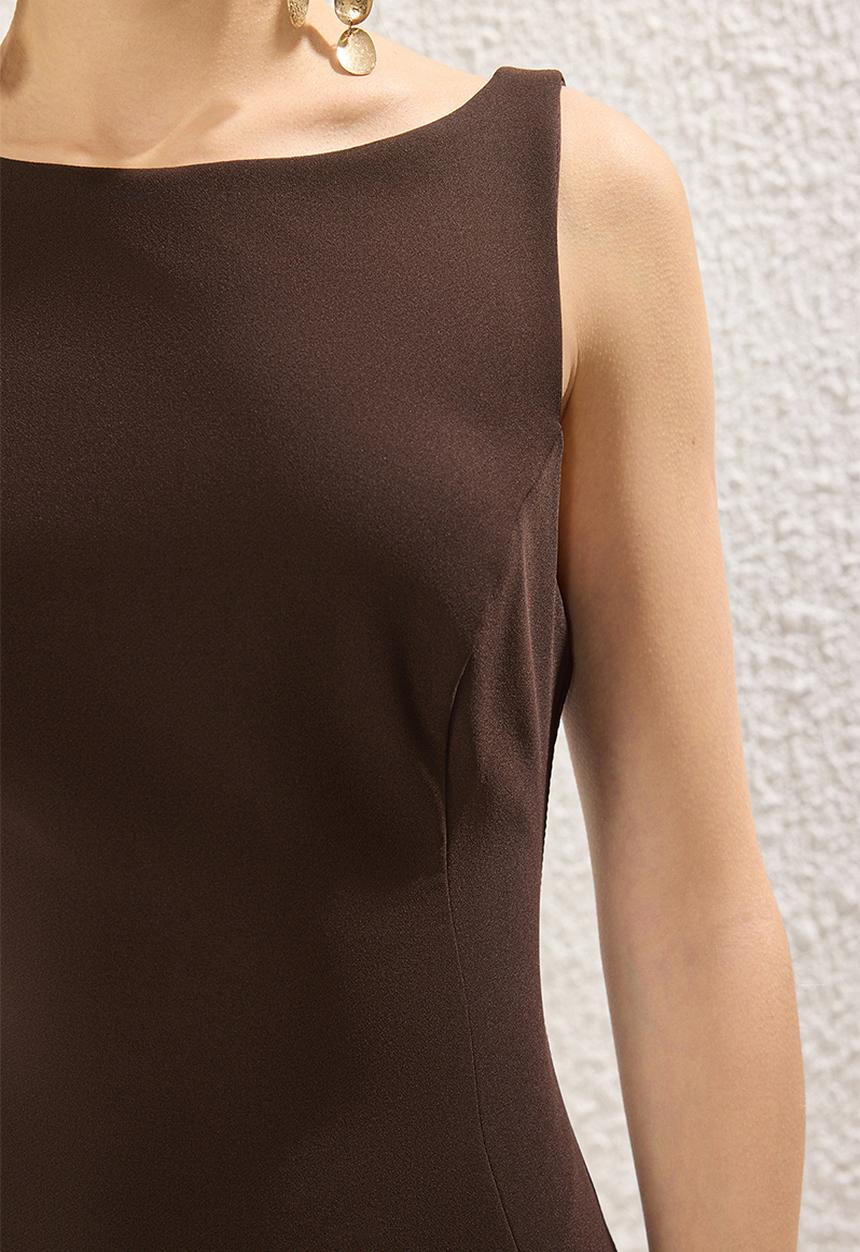 Trendyol - Balloon Hem Dress - Brown