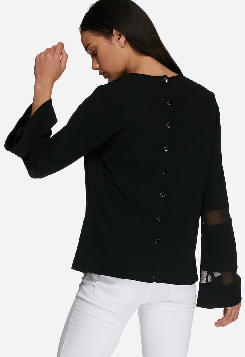 dailyfriday - Fluted sleeve sheer inset top
