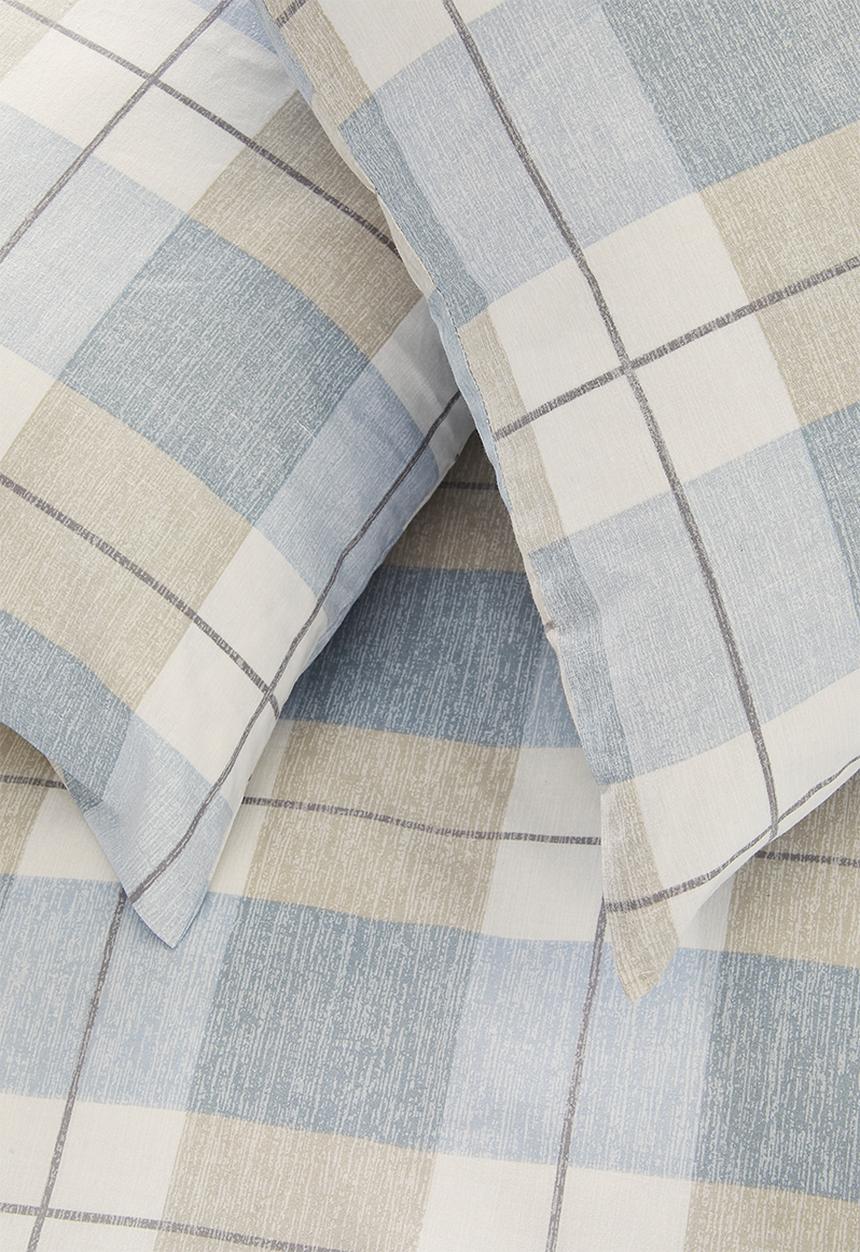 Sixth Floor - Classic Check Cotton Blend Duvet Set Natural & Blue