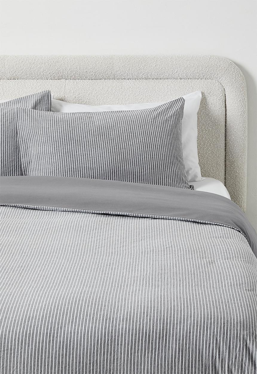 Sixth Floor - Cotton Yarn Dye Stripe  Duvet Set Grey & White