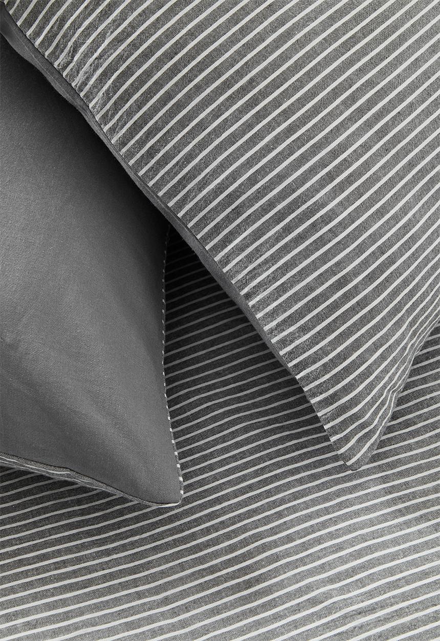 Sixth Floor - Cotton Yarn Dye Stripe  Duvet Set Grey & White