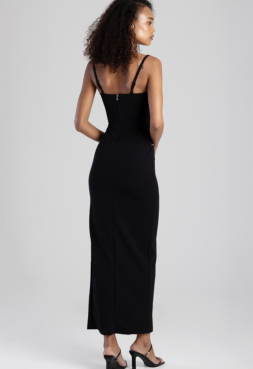 SISSY BOY - Strappy Maxi Dress With Slit And Bling Trim - Black