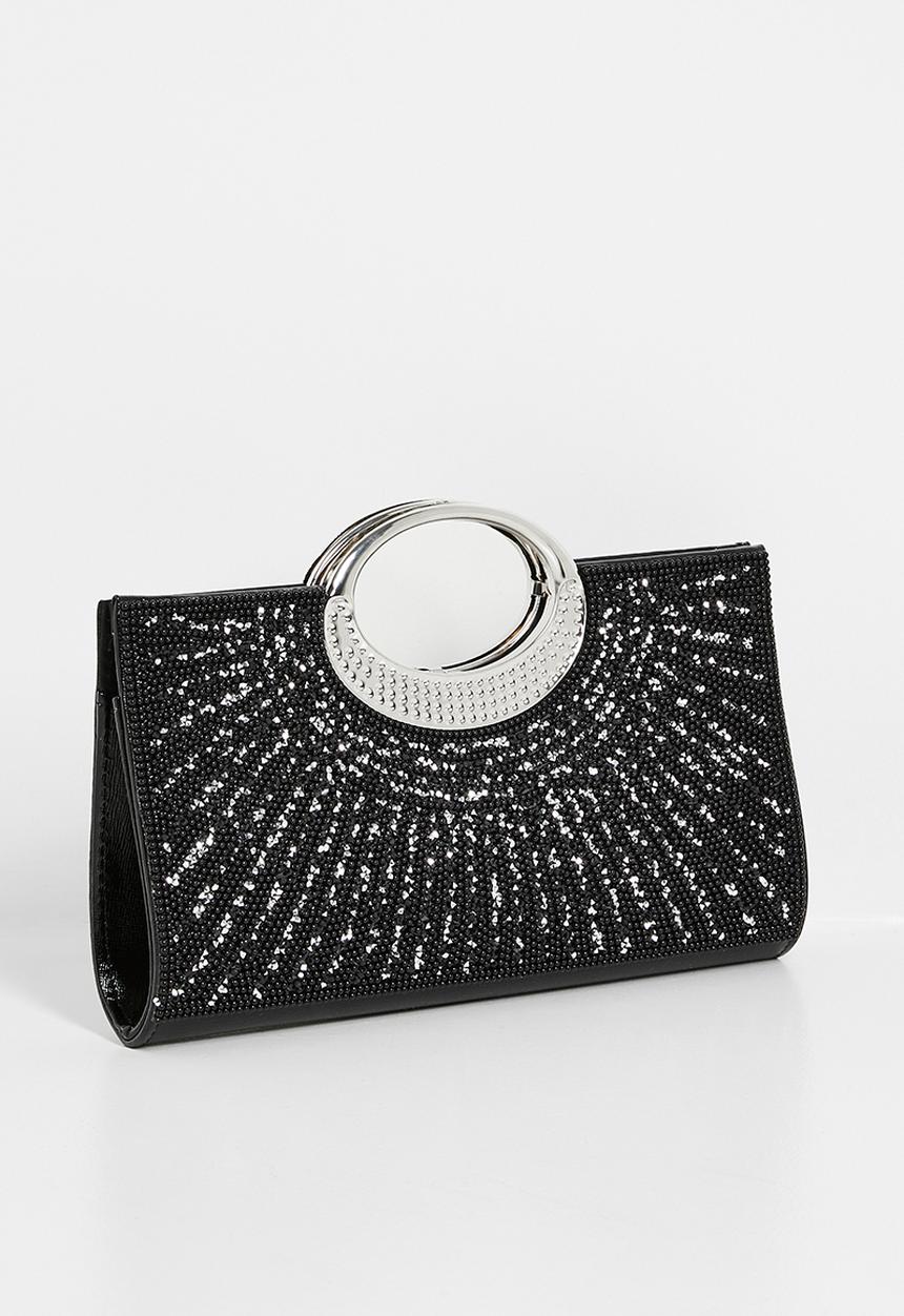 Tessa Design - Bridgette evening clutch bag with cross body chain-black