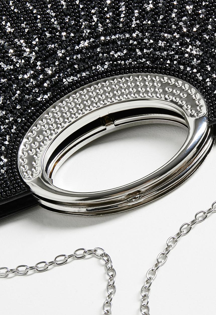 Tessa Design - Bridgette evening clutch bag with cross body chain-black