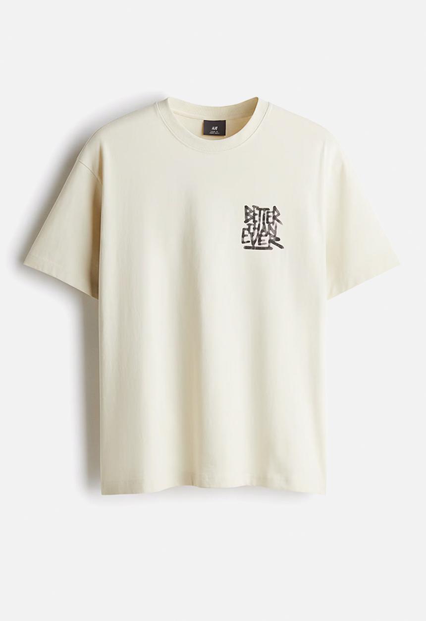 H&M - Loose fit printed T-shirt - light beige better than ever