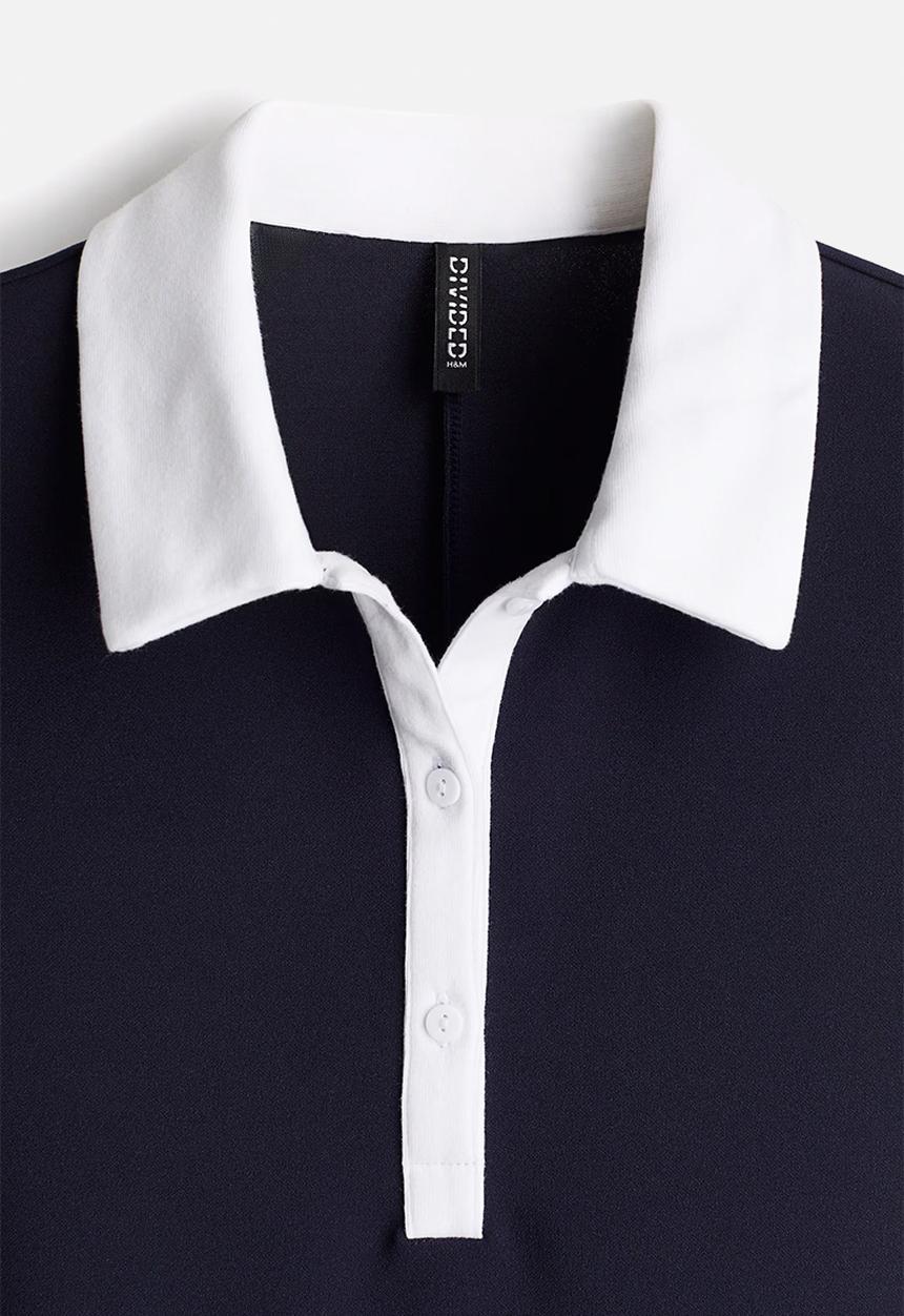 H&M - Flared-skirt polo dress - navy blue