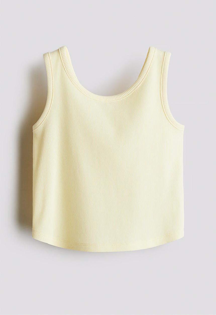 H&M - Ribbed jersey vest top - light yellow