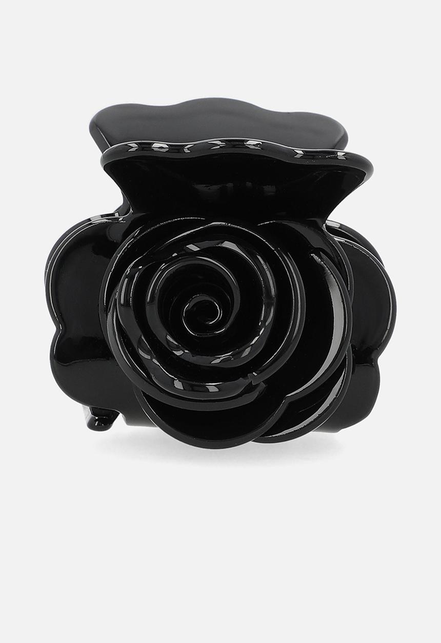 Tessa Design - Roselyn rose shaped hair clip - black