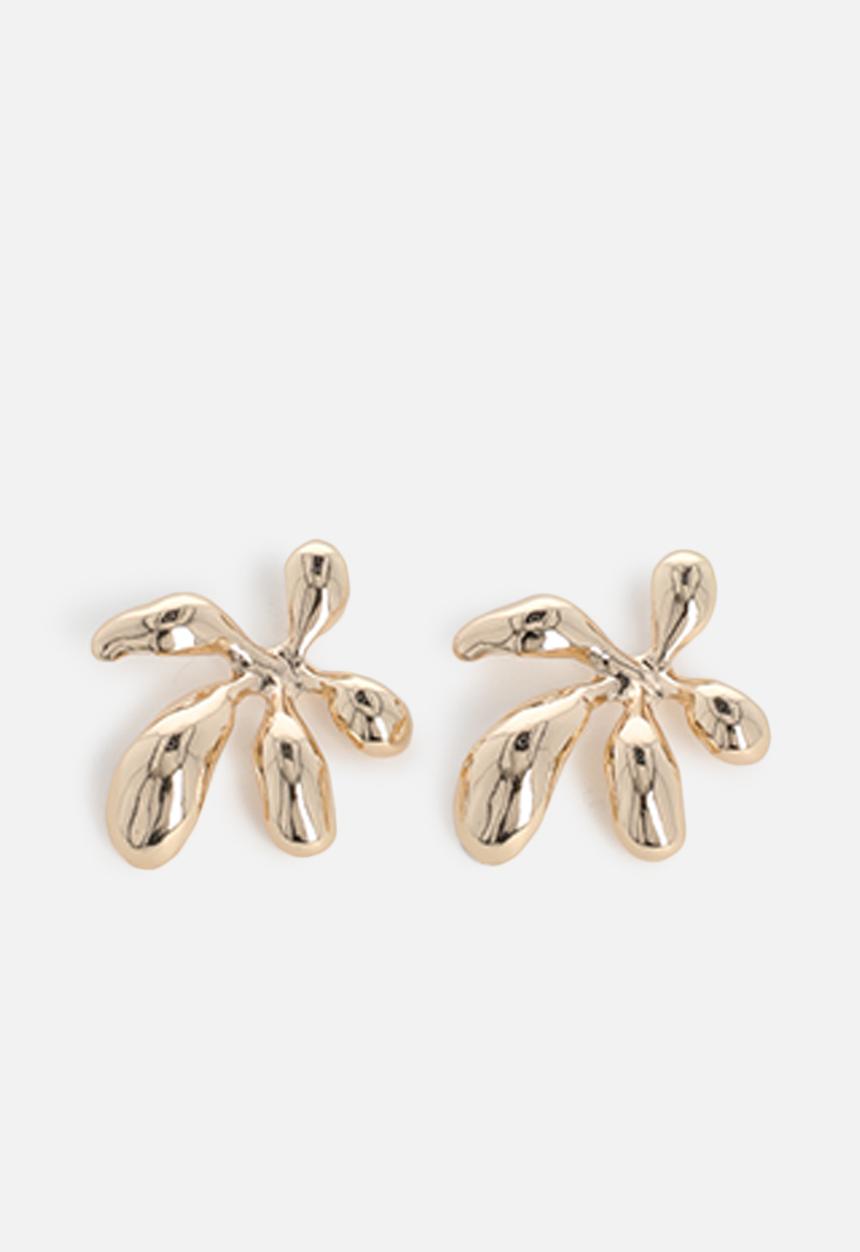 Tessa Design - Amber flower stud statement earrings - gold