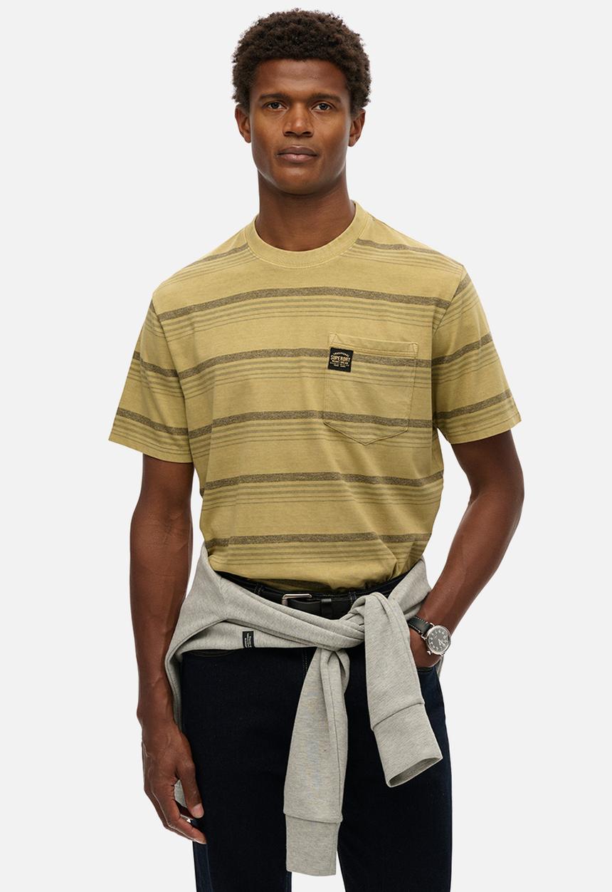 Superdry. - Contrast Stripe Pocket T-shirt - Washed Cappuccino Stripe