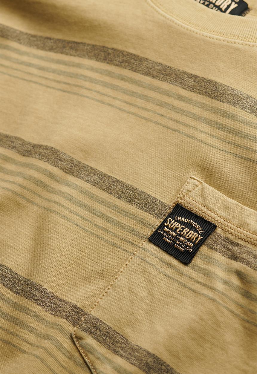 Superdry. - Contrast Stripe Pocket T-shirt - Washed Cappuccino Stripe