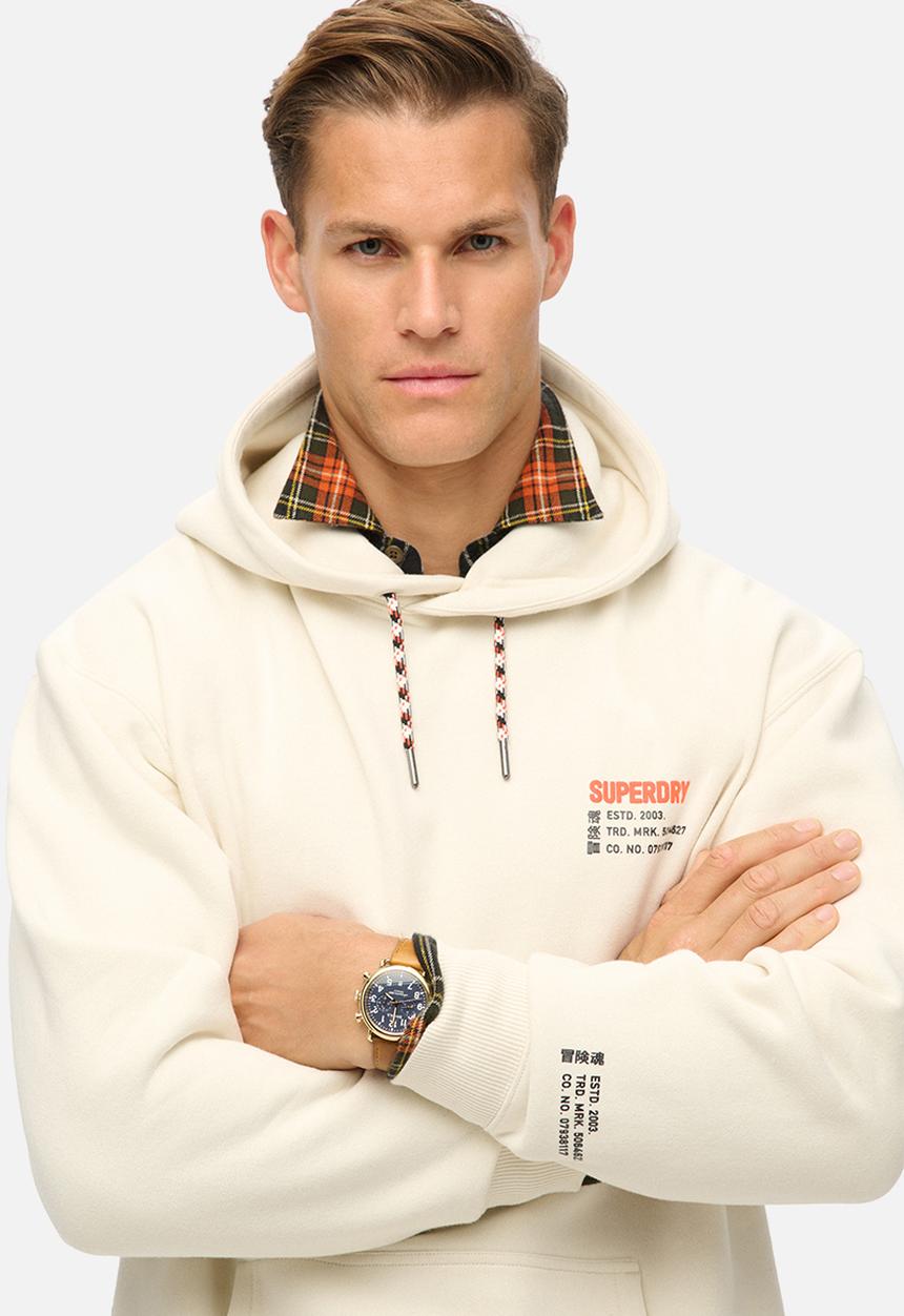 Superdry. - Utility sport logo loose hood - nordic bone grey