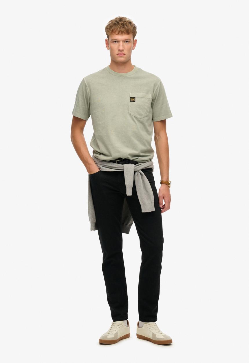 Superdry. - Contrast Stitch Pocket T-Shirt - Washed Sage Green