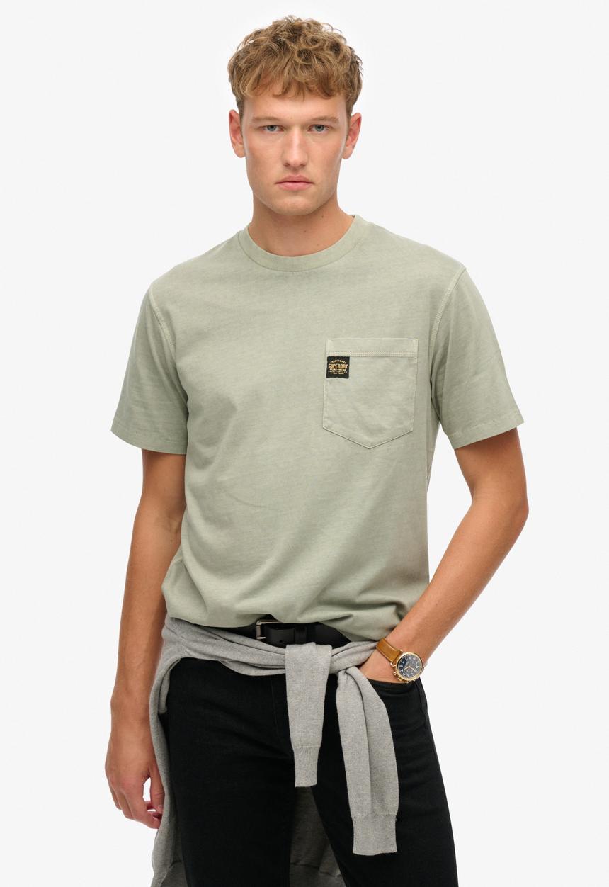 Superdry. - Contrast Stitch Pocket T-Shirt - Washed Sage Green