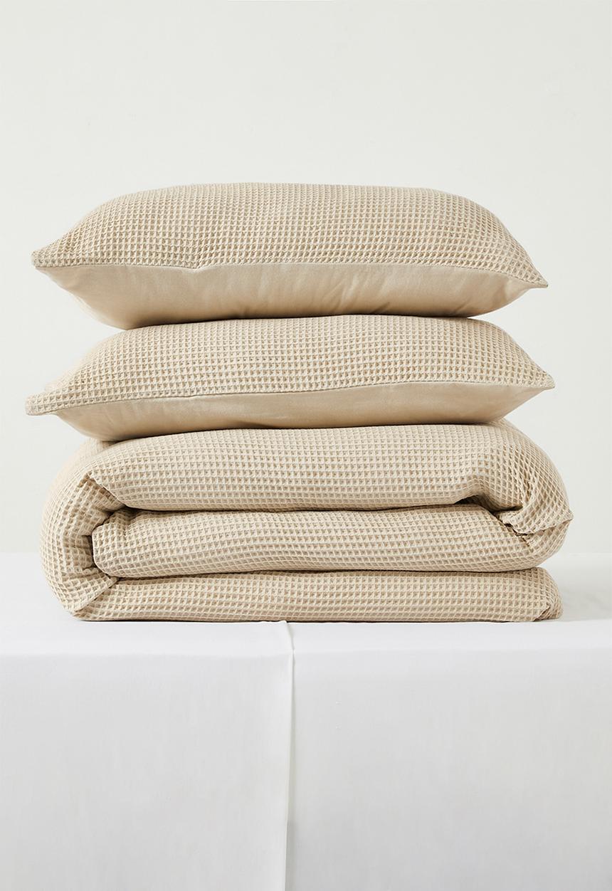 Sixth Floor - Cotton Waffle Duvet Cover Set - Natural