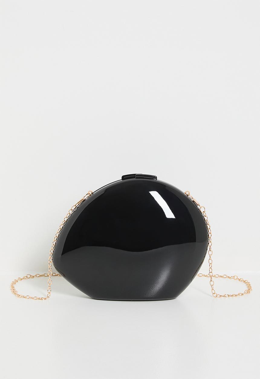 Tessa Design - Natalia metallic box clutch bag-black
