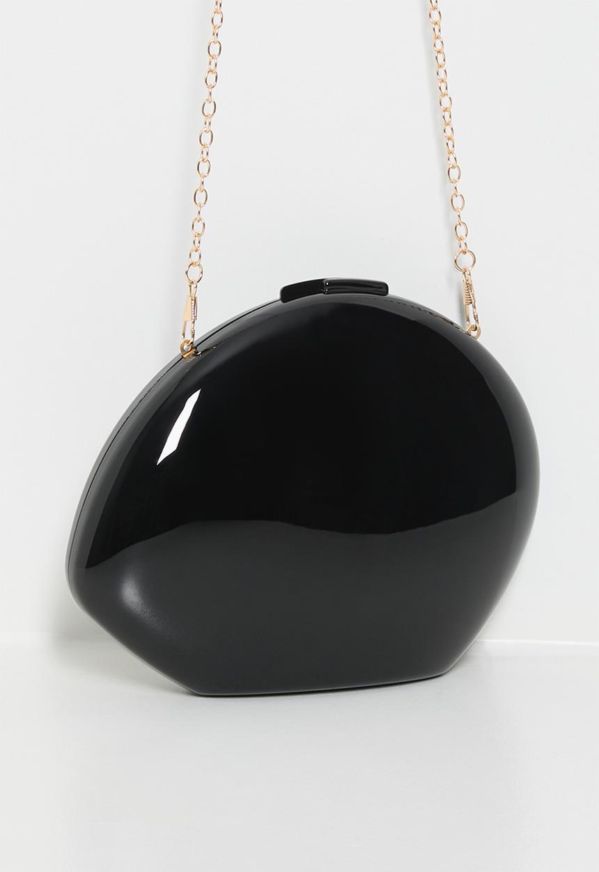 Tessa Design - Natalia metallic box clutch bag-black