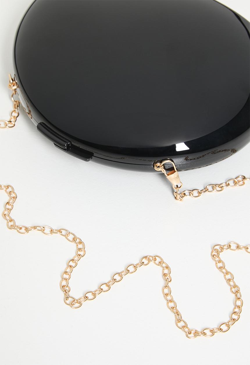 Tessa Design - Natalia metallic box clutch bag-black