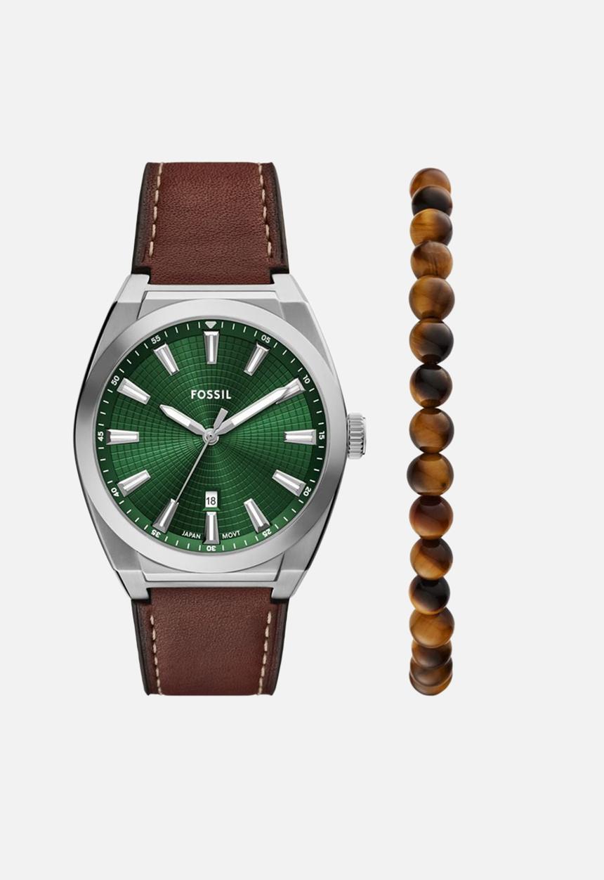 Fossil - Everett watch and bracelet set FS6080- brown