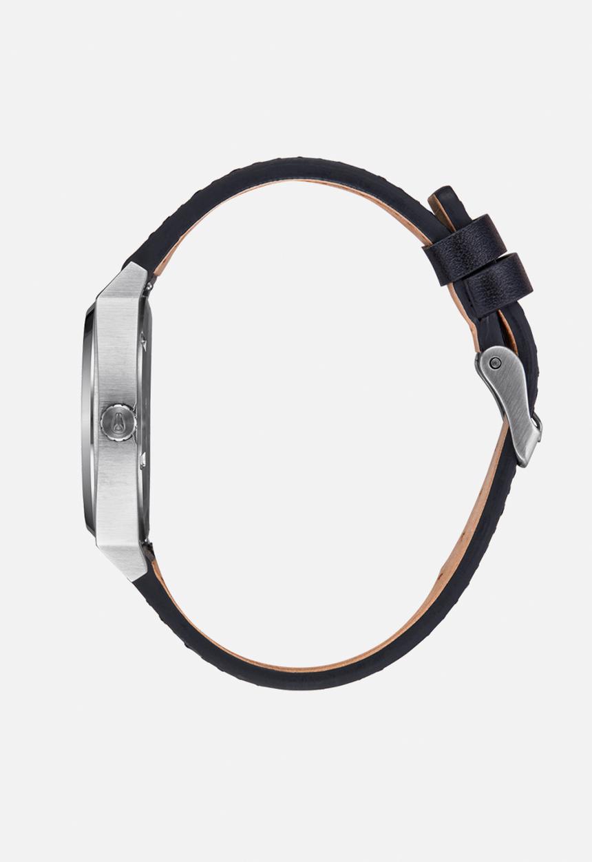 Nixon - Time teller leather  watch - silver & black