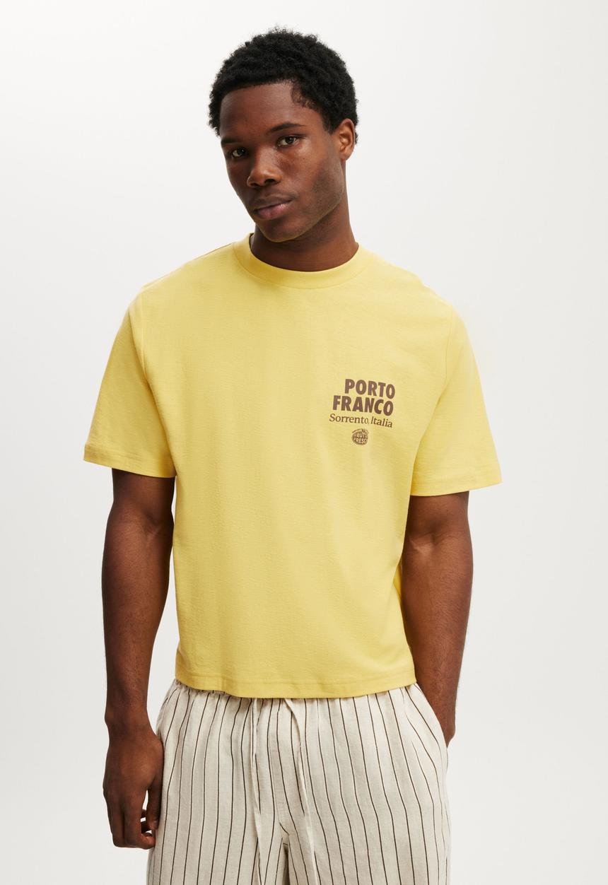 Cropped Fit Graphic T-Shirt - Sunray Yellow/Porto Franco