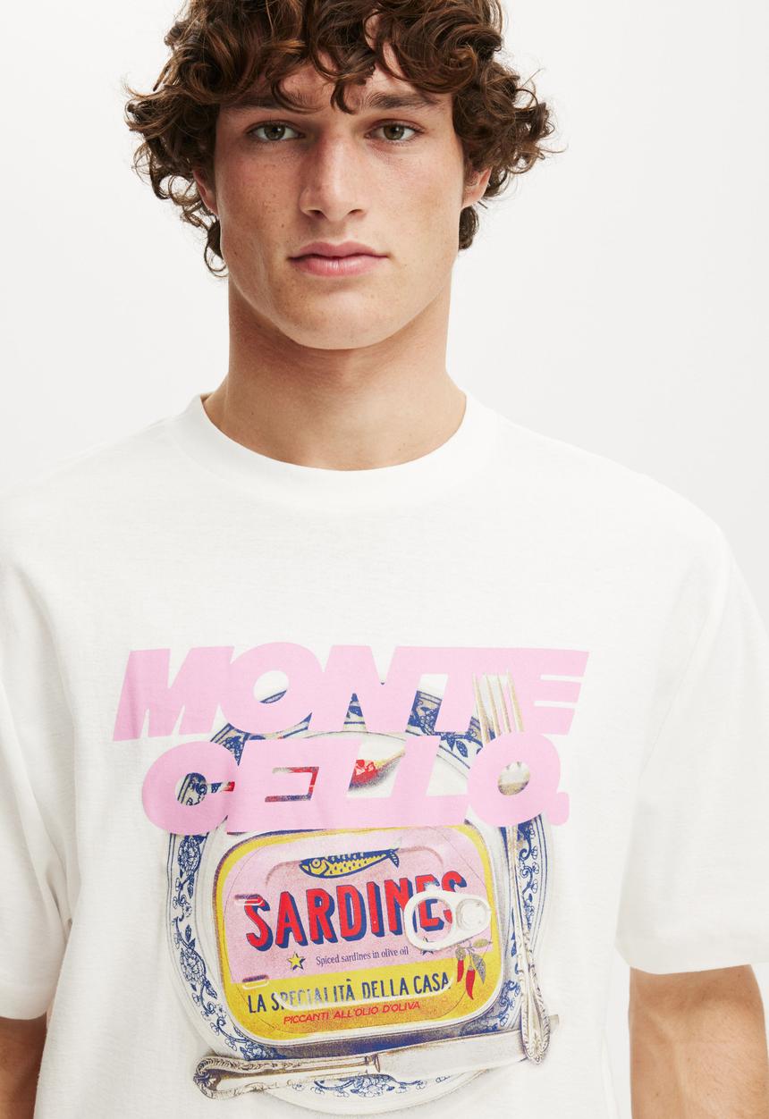 Cotton On - Cropped Fit Graphic T-Shirt - Vintage White/Monte Cello