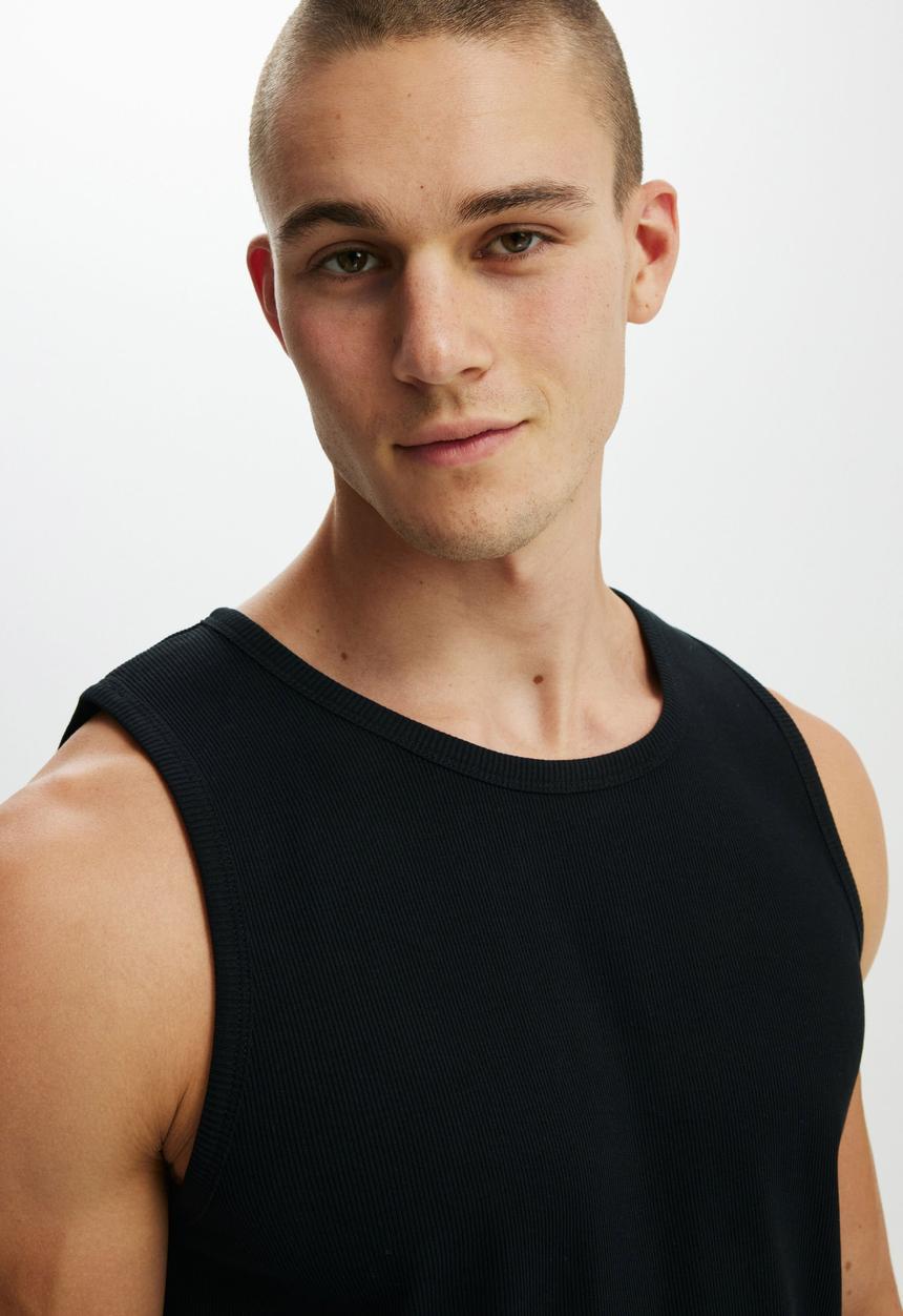 Cotton On - Rib Tank - Black