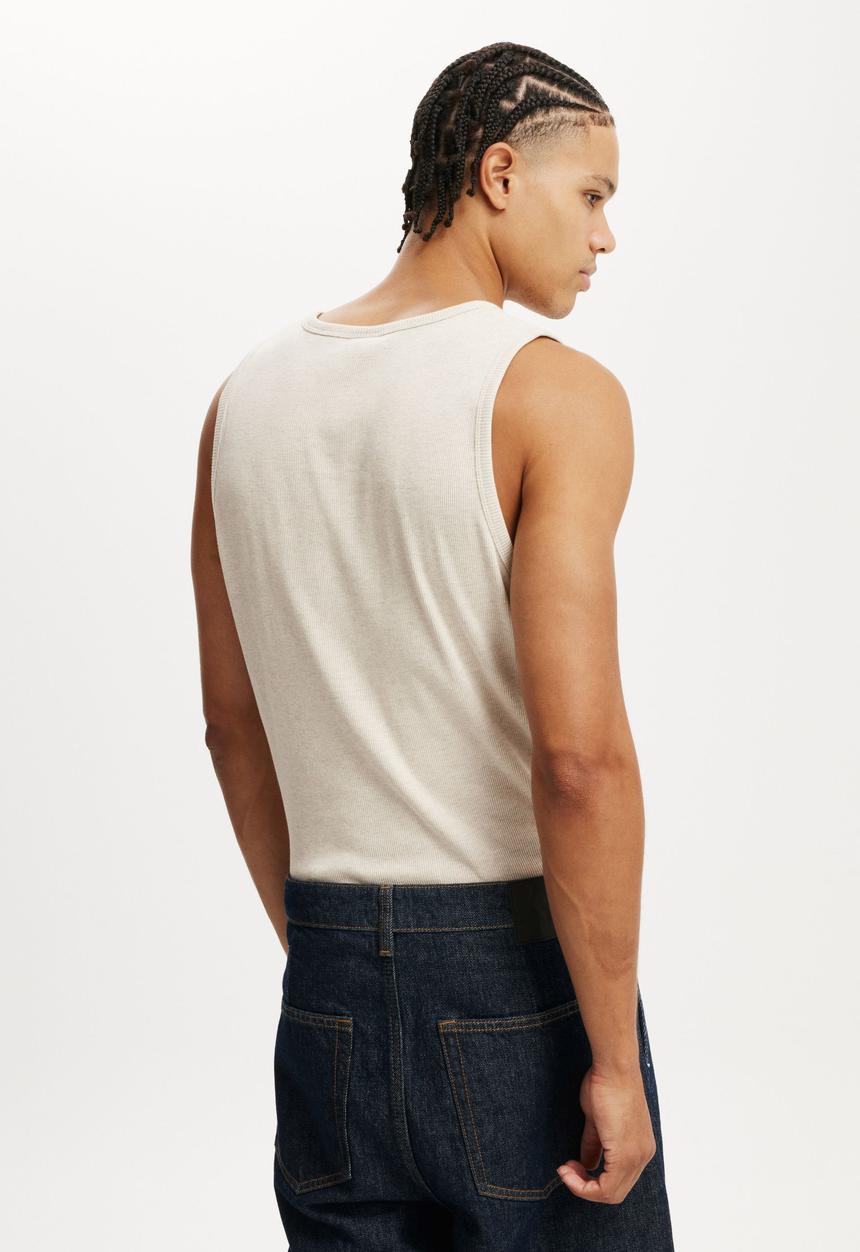 Cotton On - Rib Tank - Oatmeal Marle