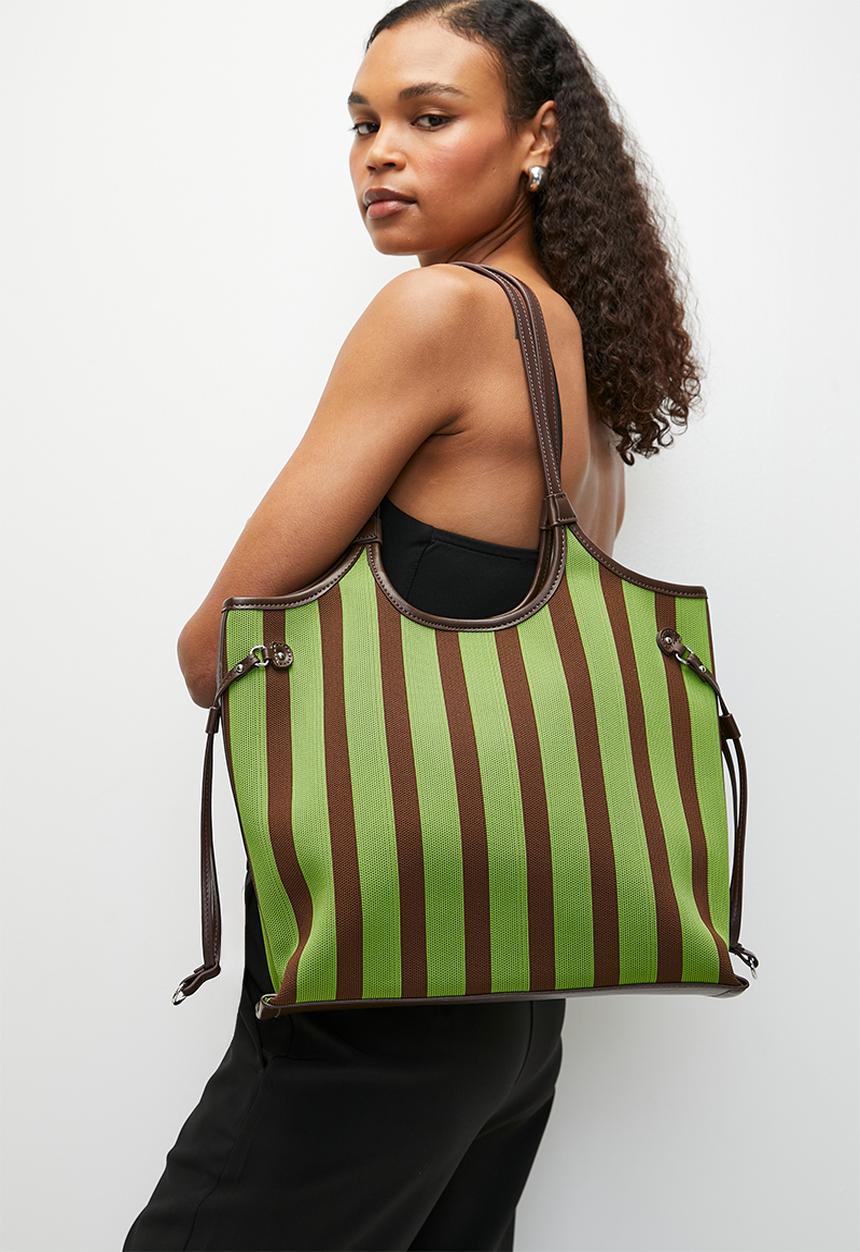 Tessa Design - Esihle striped large tote bag - green