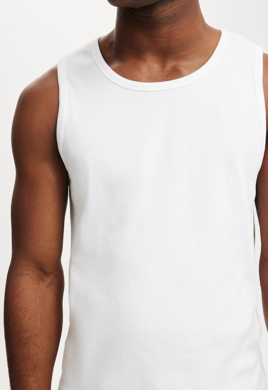 Cotton On - Rib Tank - White