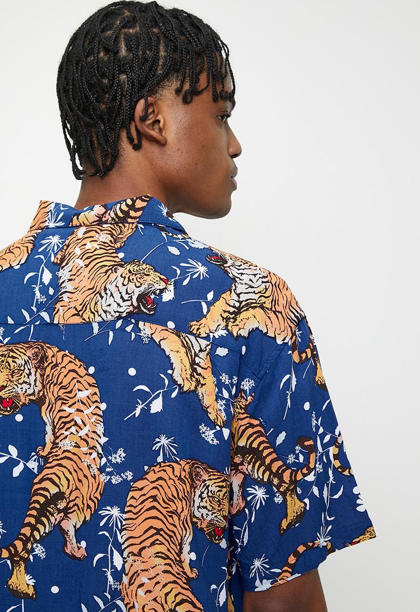 Brave Soul - Crouching Tiger SS Shirt- blue
