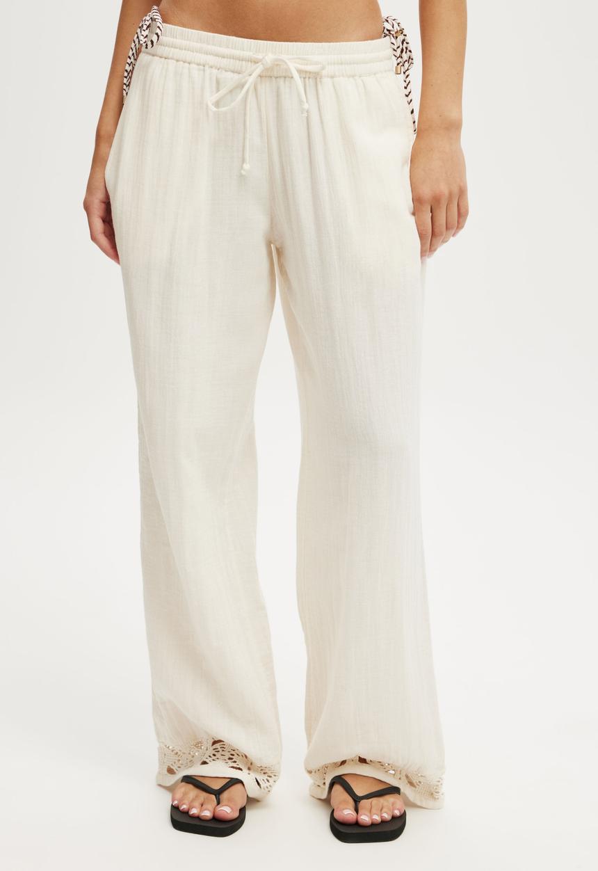 Cotton On - Woven Wide Leg Beach Pant - Neutral