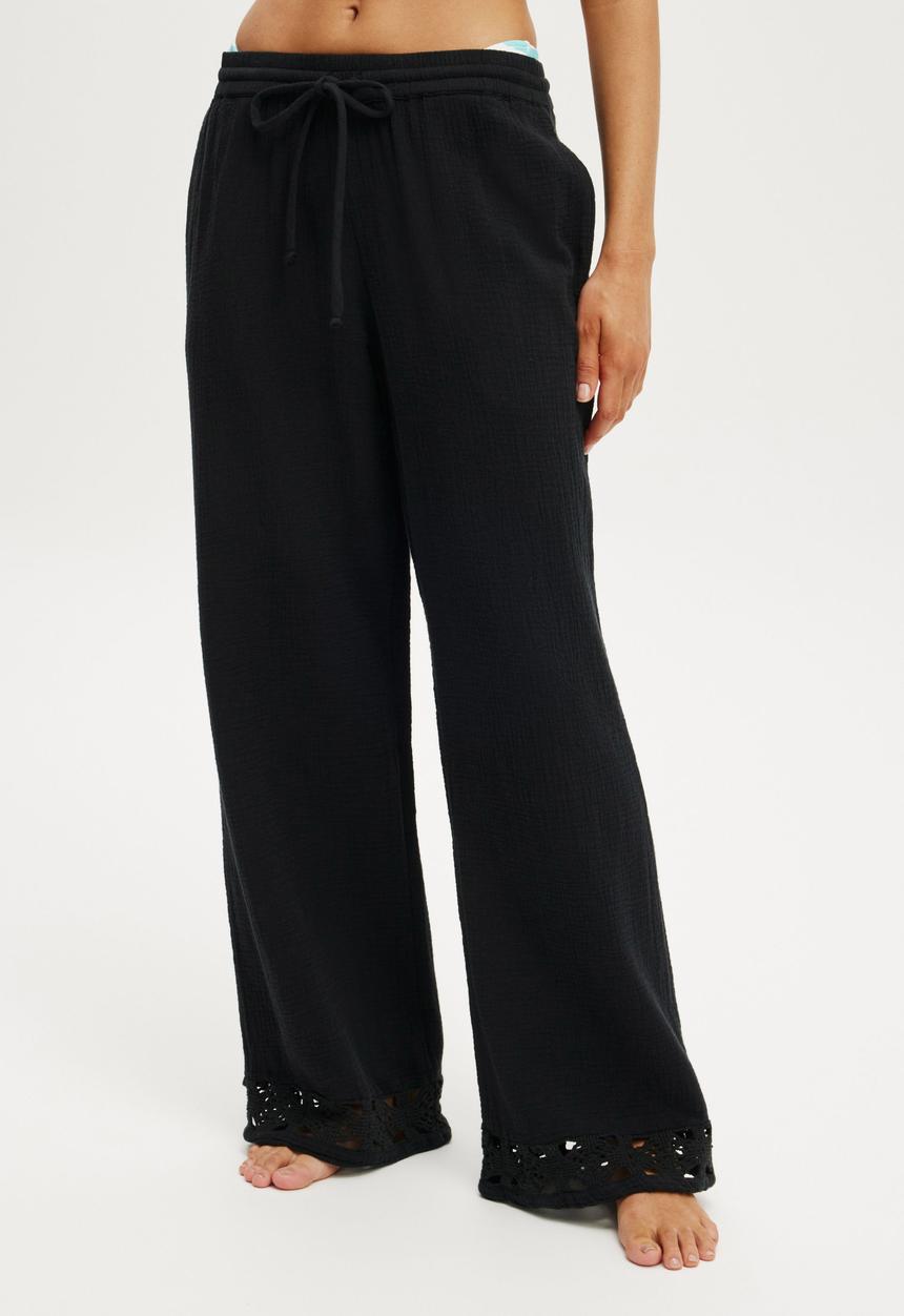 Cotton On - Woven Wide Leg Beach Pant - Black