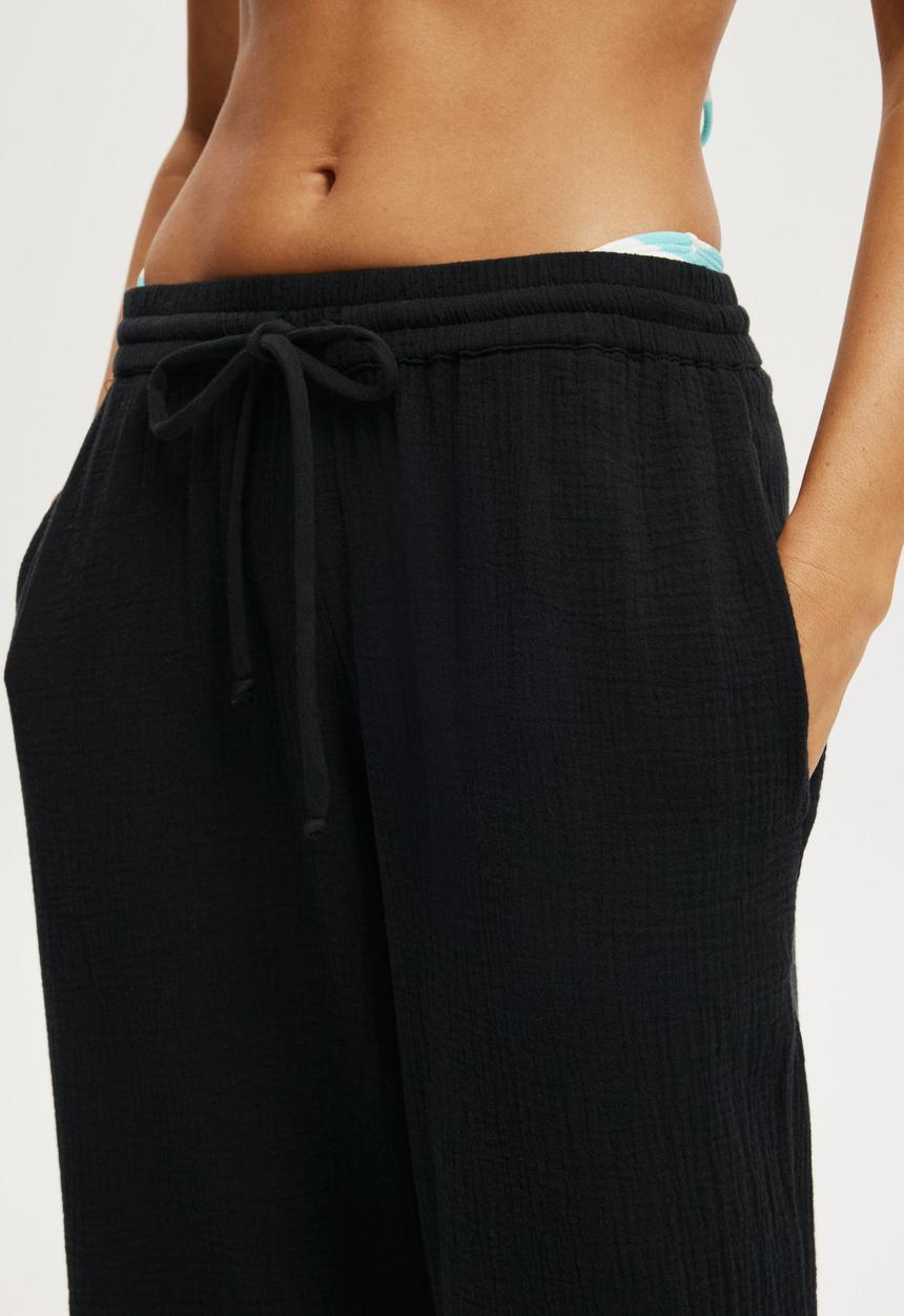 Cotton On - Woven Wide Leg Beach Pant - Black