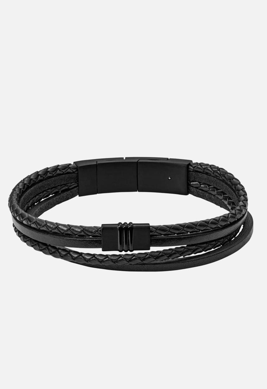 Fossil - Multi  strand leather bracelet  f03098001- black