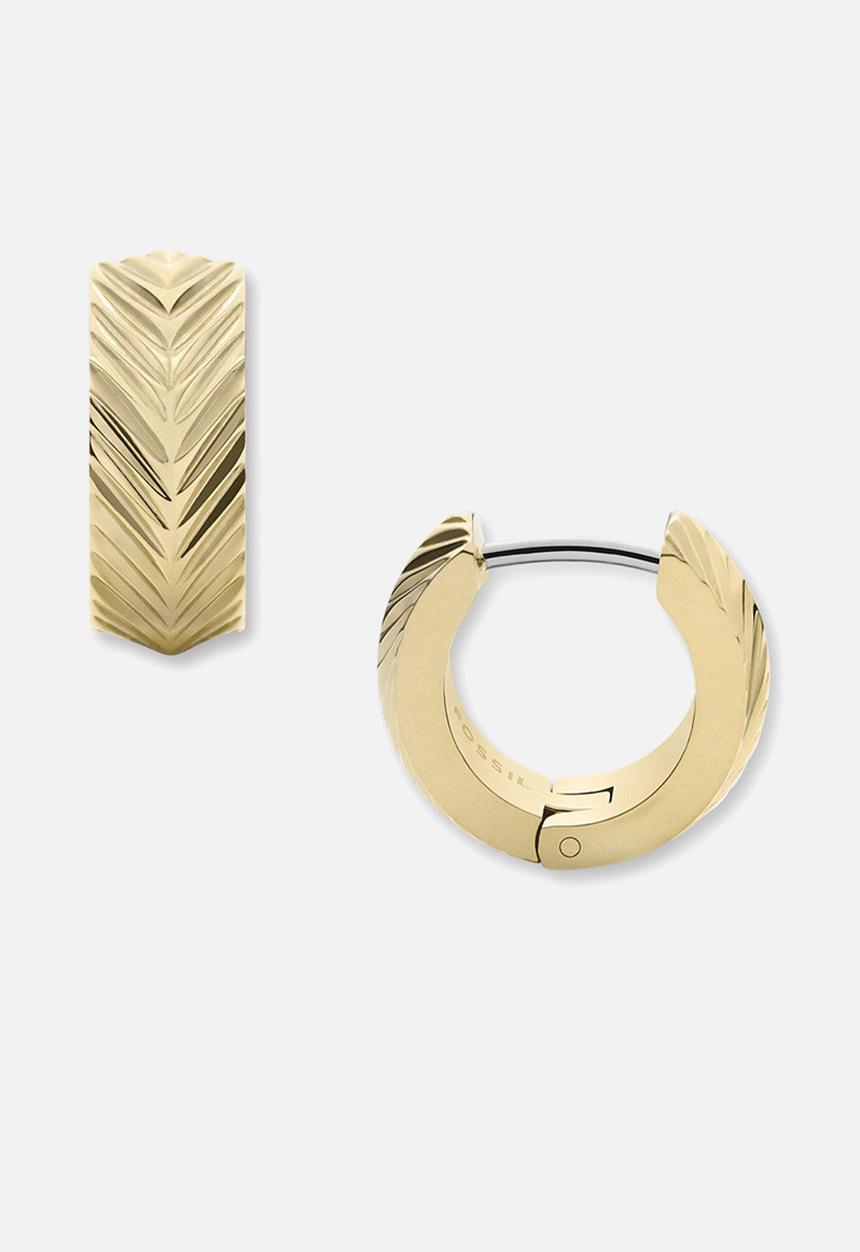 Fossil - Harlow linear texture huggie hoop earrings jf04116710 - gold