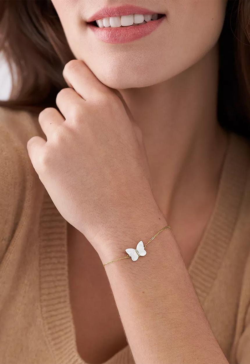 Fossil - Butterfly chain bracelet - white