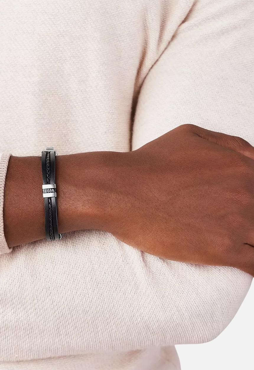Fossil - Leather multi strand bracelet  jf03686040- black