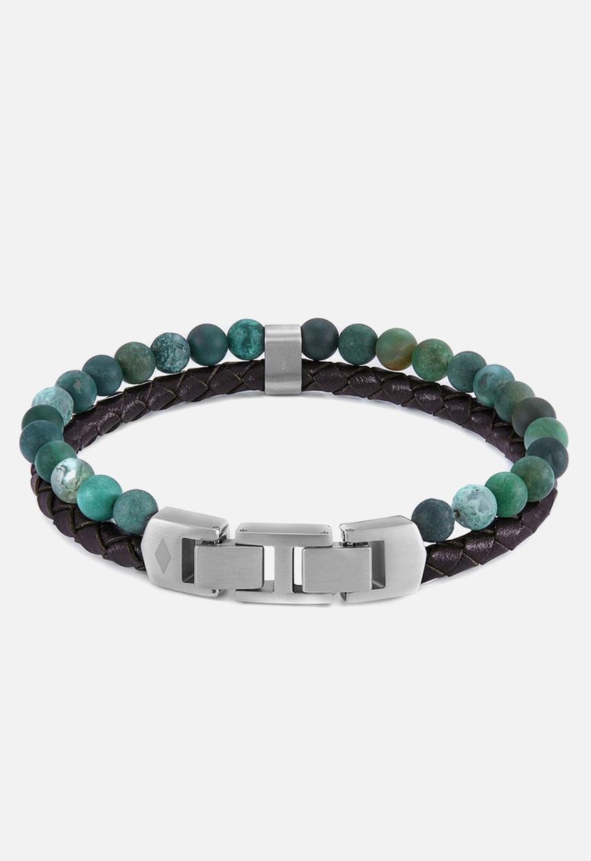 Fossil - Leather multi strand bracelet  jf04854040- green & black