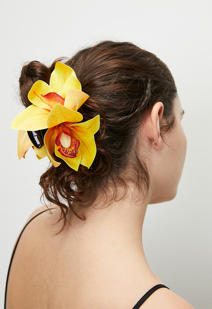 Tessa Design - Magnolia blooming orchid hair accessory - yellow