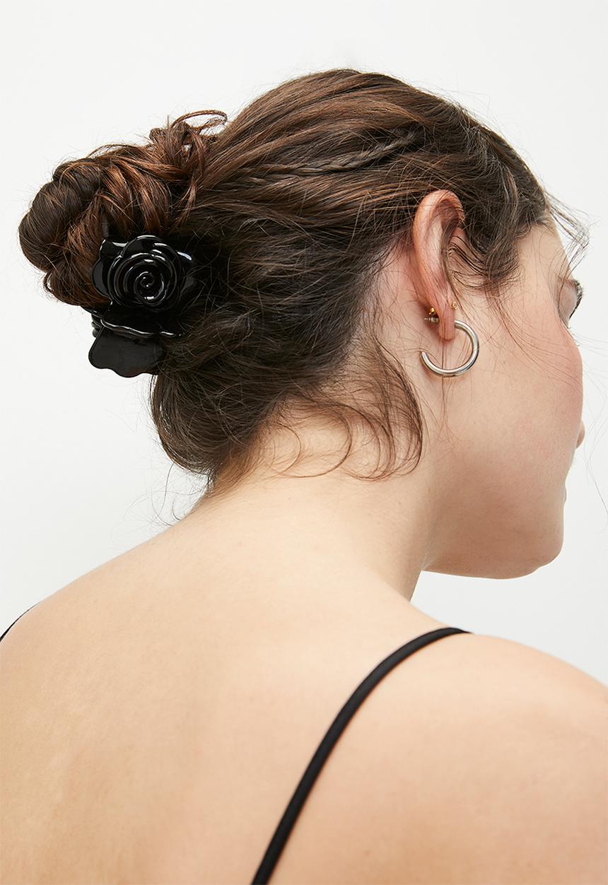 Tessa Design - Roselyn rose shaped hair clip - black
