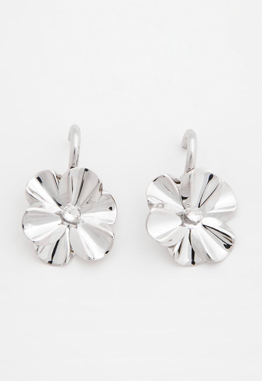 Tessa Design - Daisy flower shaped drop earrings - silver