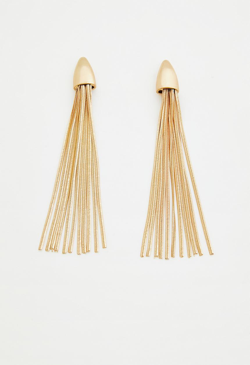 Tessa Design - Octavia statement earrings with chain tassel - gold
