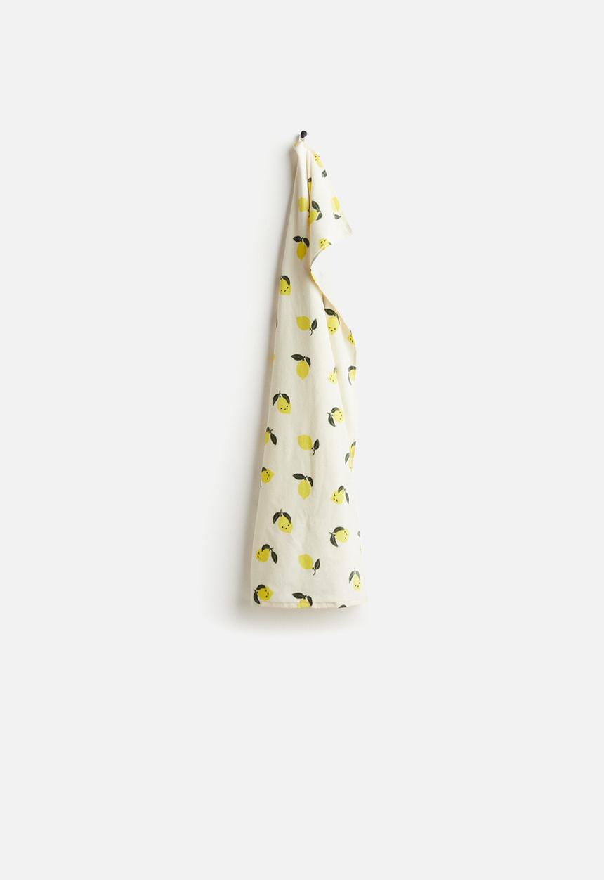 H&M - Patterned bath towel - light beige lemons