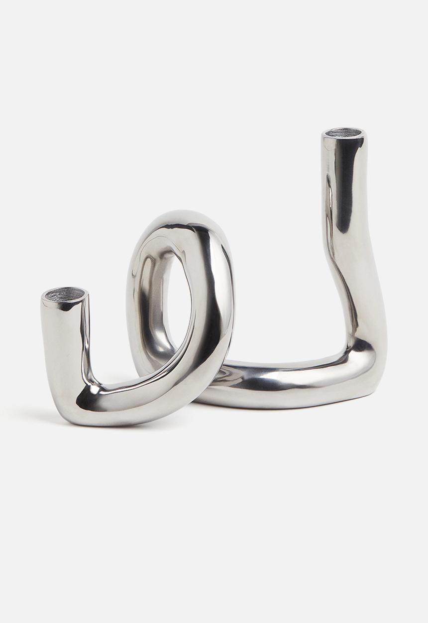 H&M - Metal candlestick - silver coloured